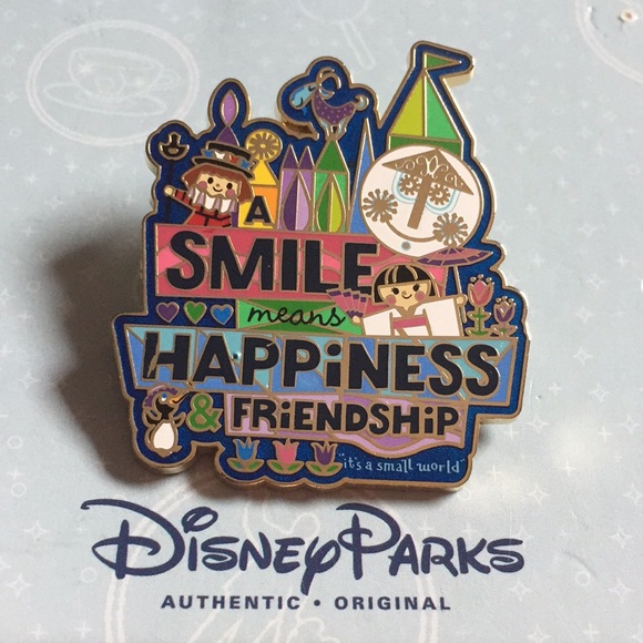 Disney Pin It's A Small World A Smile Means Happiness & Friendship Disney Pin It's A Small World A Smile Means Happiness & Friendship